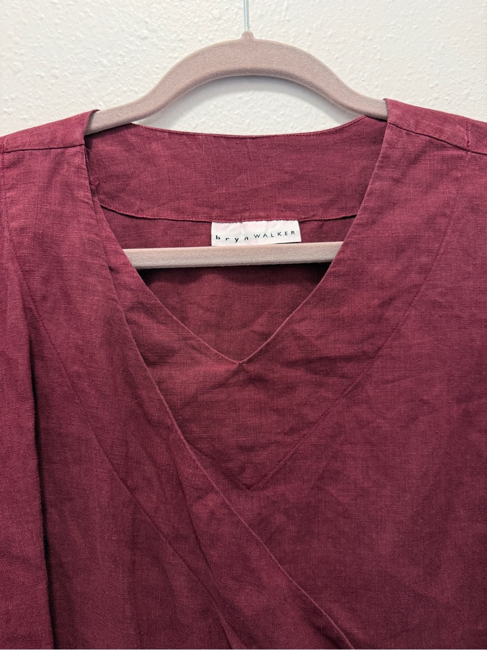 Bryn Walker Mia 100% Linen Faux Wrap Blouse Top Large - Picture 4 of 10